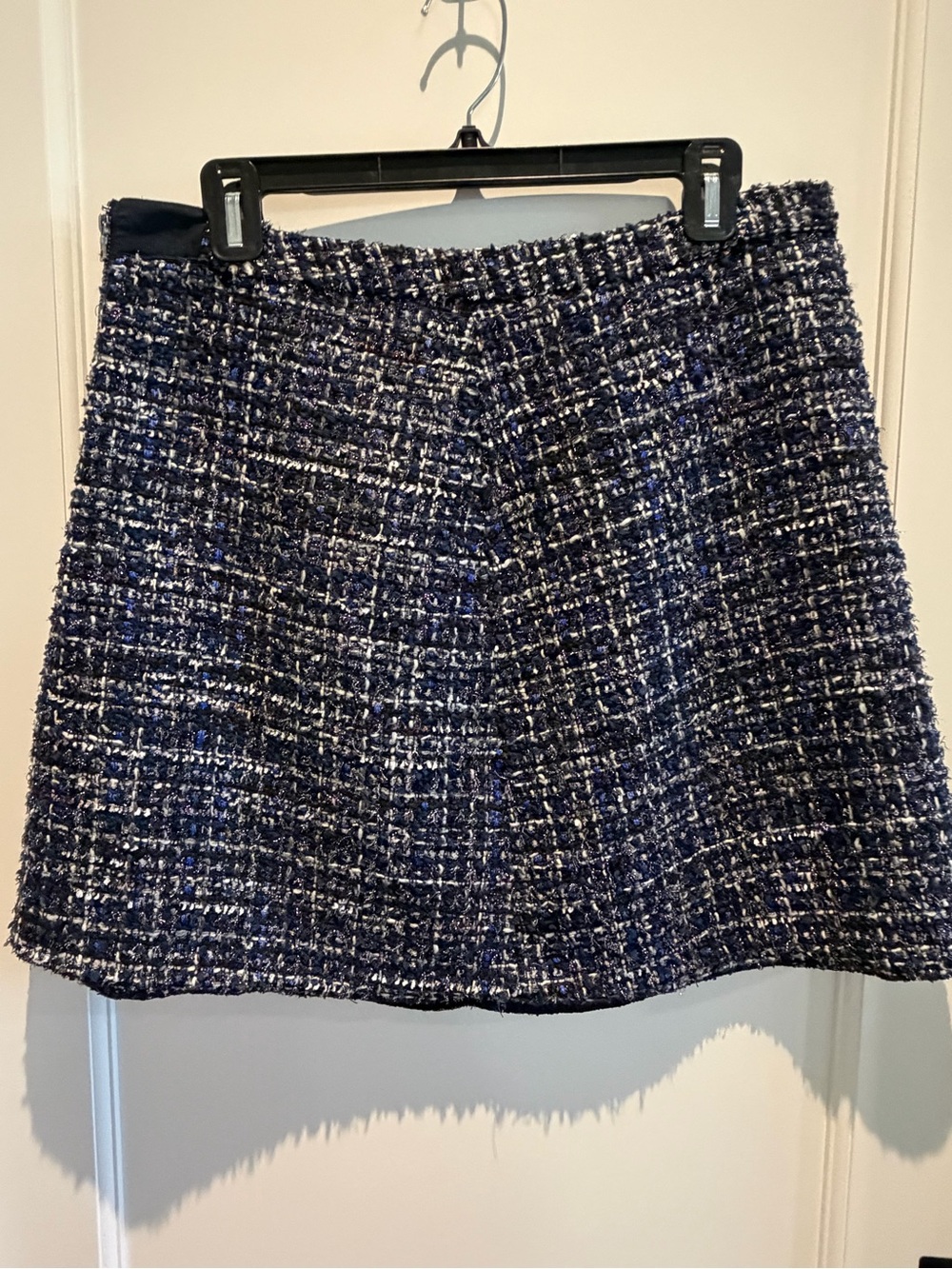 Alice + Olivia Navy and White Tweed A-Line Skirt